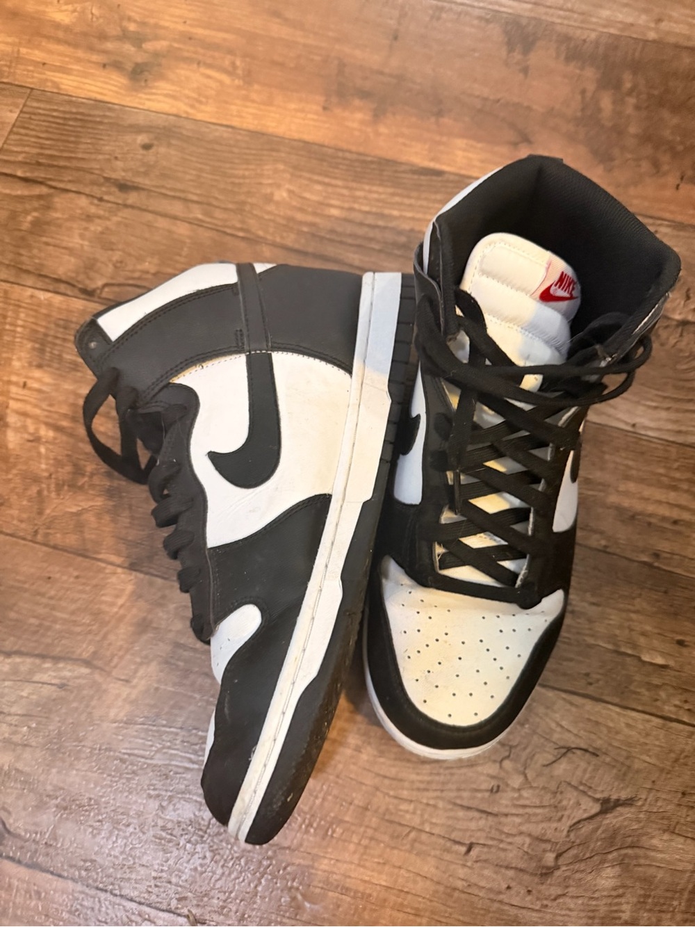 Nike Men’s High-Top Sneakers in Black, White and Red Accent